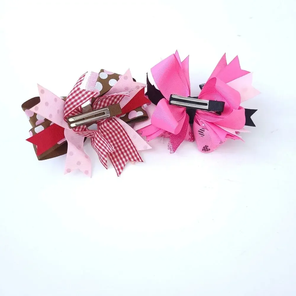 Lot 2 Valentine's Day Toddler Little Girls Hairbows, Pink, Cute!